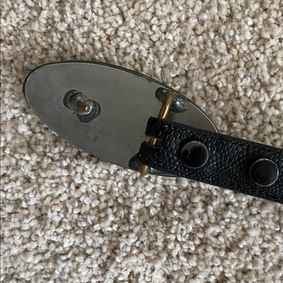 Genuine Lizard Belt With Orthoceras Fossil Buckle - Picture 6 of 6